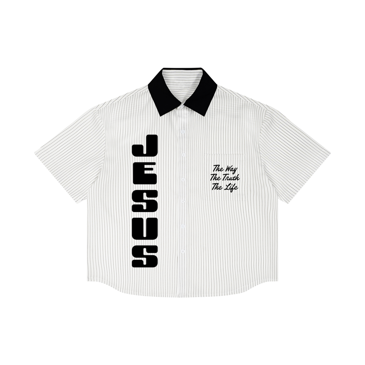 Jesus Striped  Collar Shirt