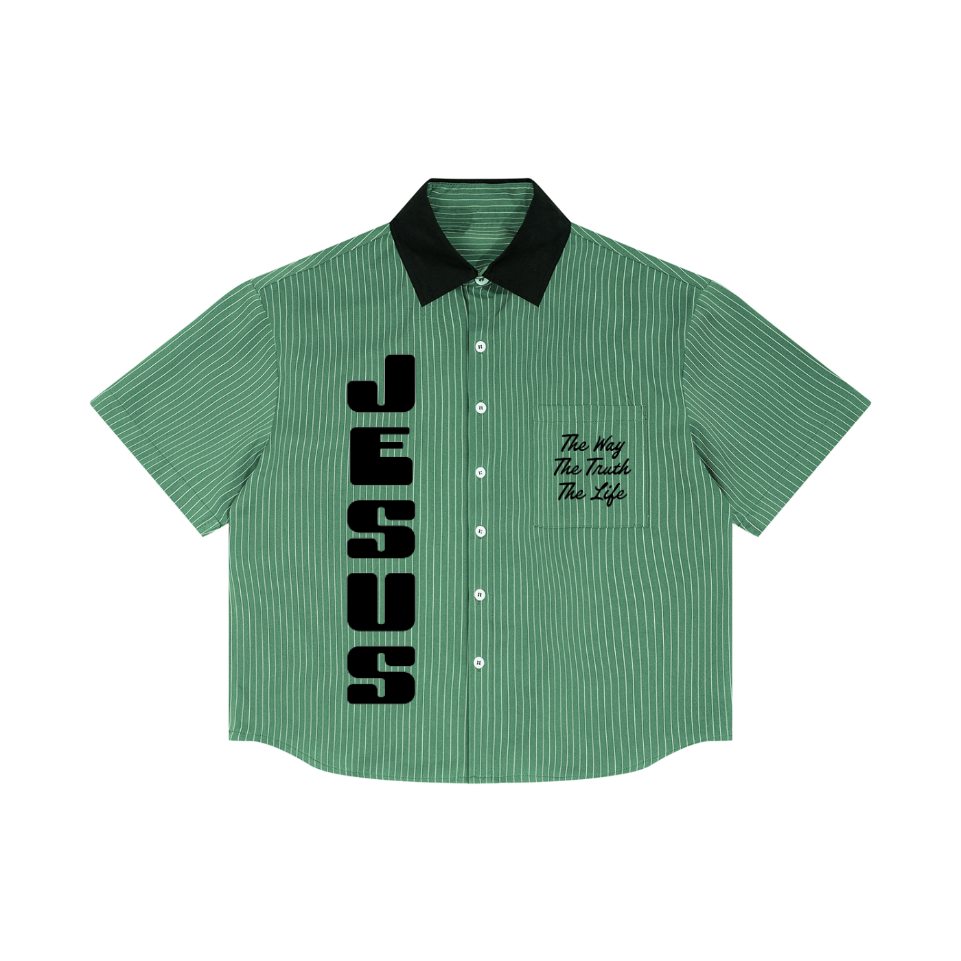 Jesus Striped Collar Shirt